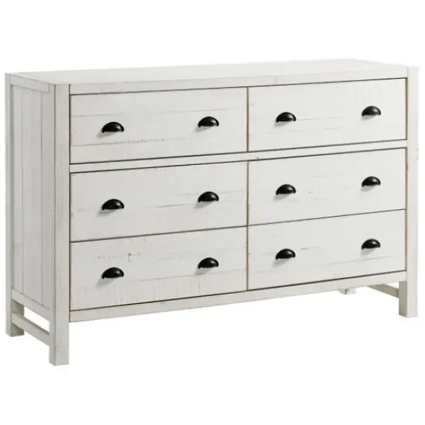 Dressers & Chests-Kirkland's Home Wood Rustic 6-Drawer Chest White