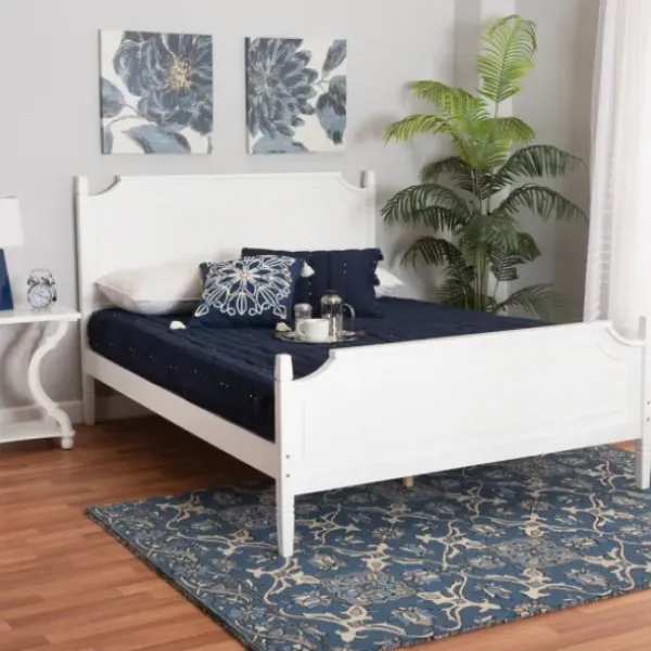 Beds & Headboards-Kirkland's Home Wood Scalloped Queen Bed Frame White