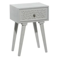 Accent & End Tables-Kirkland's Home Wood Scroll Drawer Accent Table Gray