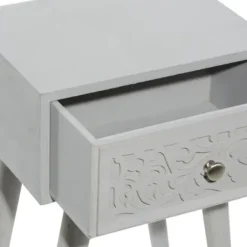 Accent & End Tables-Kirkland's Home Wood Scroll Drawer Accent Table Gray