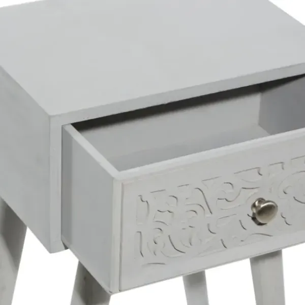 Accent & End Tables-Kirkland's Home Wood Scroll Drawer Accent Table Gray