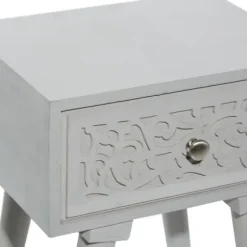 Accent & End Tables-Kirkland's Home Wood Scroll Drawer Accent Table Gray