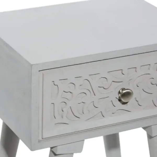 Accent & End Tables-Kirkland's Home Wood Scroll Drawer Accent Table Gray