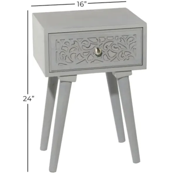 Accent & End Tables-Kirkland's Home Wood Scroll Drawer Accent Table Gray