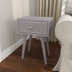 Accent & End Tables-Kirkland's Home Wood Scroll Drawer Accent Table Gray