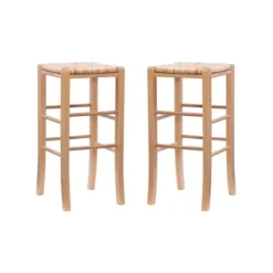 Bar Stools & Counter Height Stools-Kirkland's Home Wood Seagrass Backless 2-Pc. Bar Stool Set Tan