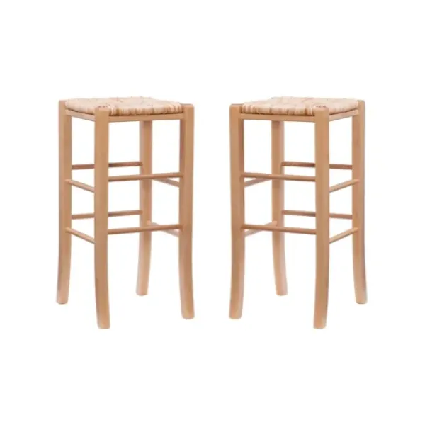 Bar Stools & Counter Height Stools-Kirkland's Home Wood Seagrass Backless 2-Pc. Bar Stool Set Tan