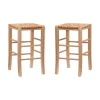 Bar Stools & Counter Height Stools-Kirkland's Home Wood Seagrass Backless 2-Pc. Counter Stool Set Tan