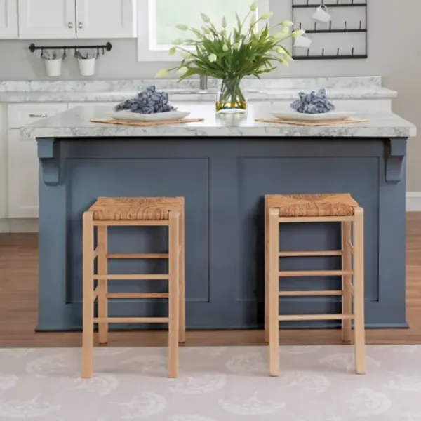 Bar Stools & Counter Height Stools-Kirkland's Home Wood Seagrass Backless 2-Pc. Counter Stool Set Tan
