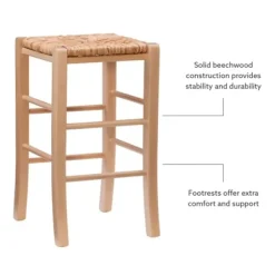 Bar Stools & Counter Height Stools-Kirkland's Home Wood Seagrass Backless 2-Pc. Counter Stool Set Tan