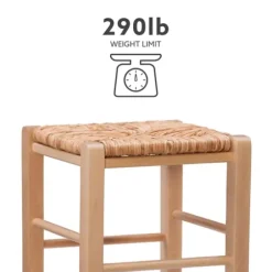 Bar Stools & Counter Height Stools-Kirkland's Home Wood Seagrass Backless 2-Pc. Counter Stool Set Tan