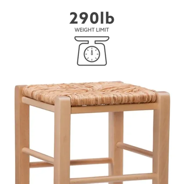 Bar Stools & Counter Height Stools-Kirkland's Home Wood Seagrass Backless 2-Pc. Counter Stool Set Tan