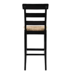 Bar Stools & Counter Height Stools-Kirkland's Home Wood Seagrass Seat Slat Back Bar Stool Black