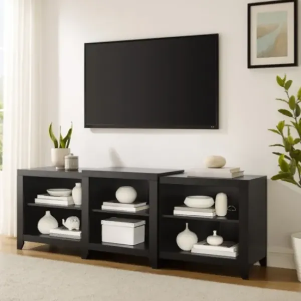 Tv Stands & Media Consoles-Kirkland's Home Wood 6-Shelf Media Cabinet Black