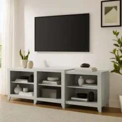Tv Stands & Media Consoles-Kirkland's Home Wood 6-Shelf Media Cabinet White