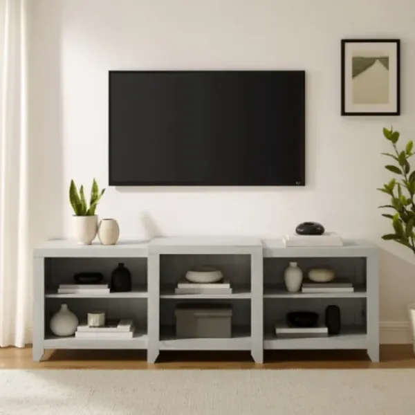 Tv Stands & Media Consoles-Kirkland's Home Wood 6-Shelf Media Cabinet White