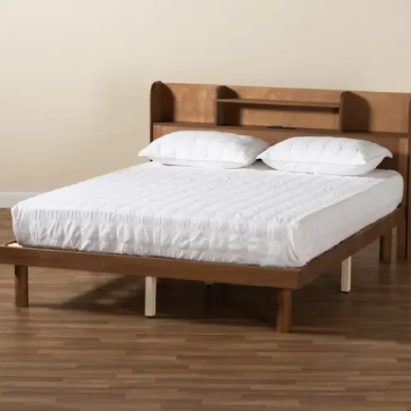 Beds & Headboards-Kirkland's Home Wood Shelves Full Platform Bed Brown