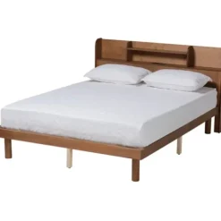 Beds & Headboards-Kirkland's Home Wood Shelves Queen Platform Bed Brown