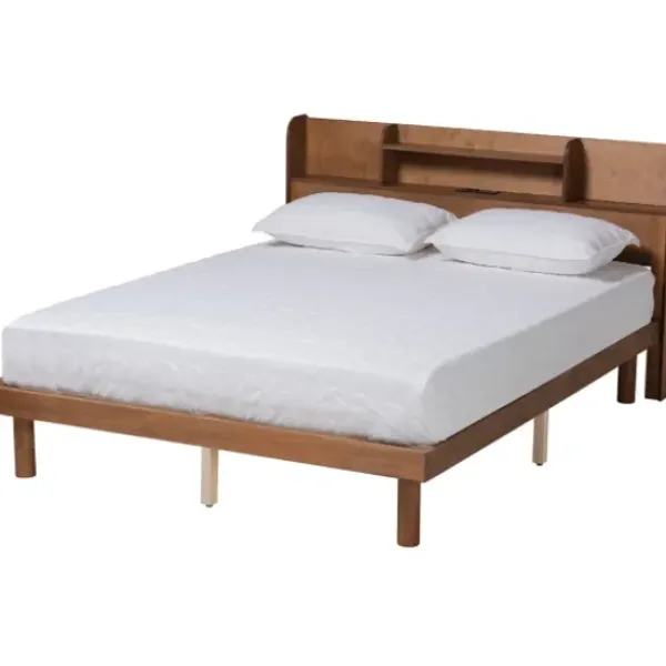 Beds & Headboards-Kirkland's Home Wood Shelves Queen Platform Bed Brown