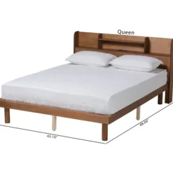 Beds & Headboards-Kirkland's Home Wood Shelves Queen Platform Bed Brown
