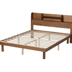 Beds & Headboards-Kirkland's Home Wood Shelves Queen Platform Bed Brown