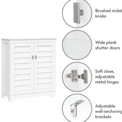 Bathroom Furniture-Kirkland's Home Wood Shutter 2-Door Cabinet White