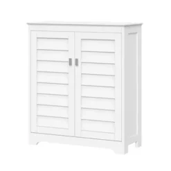 Bathroom Furniture-Kirkland's Home Wood Shutter 2-Door Cabinet White