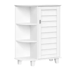 Bathroom Furniture-Kirkland's Home Wood Shutter Door Open Shelf Cabinet White