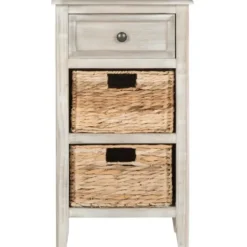 Accent & End Tables-Kirkland's Home Wood Side Table With Baskets Gray