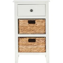 Accent & End Tables-Kirkland's Home Wood Side Table With Baskets White