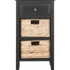 Accent & End Tables-Kirkland's Home Wood Side Table With Baskets Black