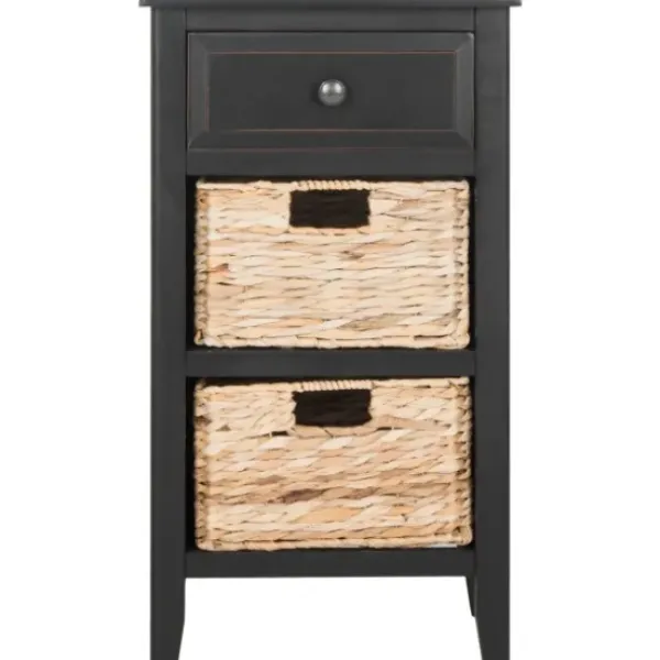 Accent & End Tables-Kirkland's Home Wood Side Table With Baskets Black