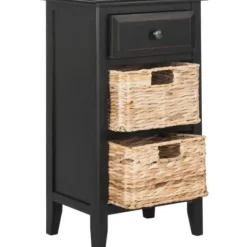 Accent & End Tables-Kirkland's Home Wood Side Table With Baskets Black