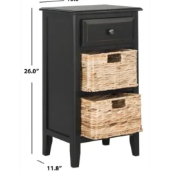 Accent & End Tables-Kirkland's Home Wood Side Table With Baskets Black