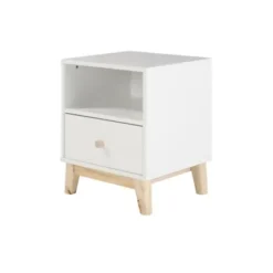 Nightstands-Kirkland's Home Wood Single Drawer Footed Nightstand White