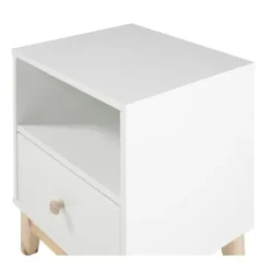 Nightstands-Kirkland's Home Wood Single Drawer Footed Nightstand White