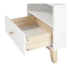 Nightstands-Kirkland's Home Wood Single Drawer Footed Nightstand White