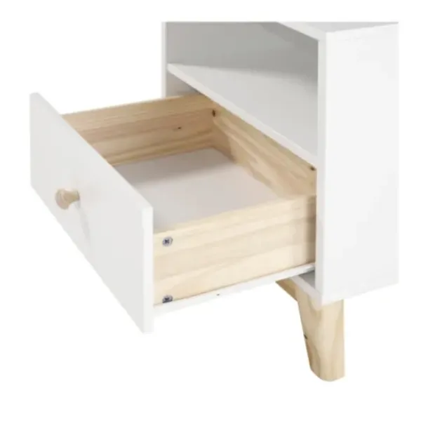 Nightstands-Kirkland's Home Wood Single Drawer Footed Nightstand White