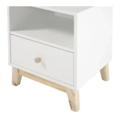 Nightstands-Kirkland's Home Wood Single Drawer Footed Nightstand White