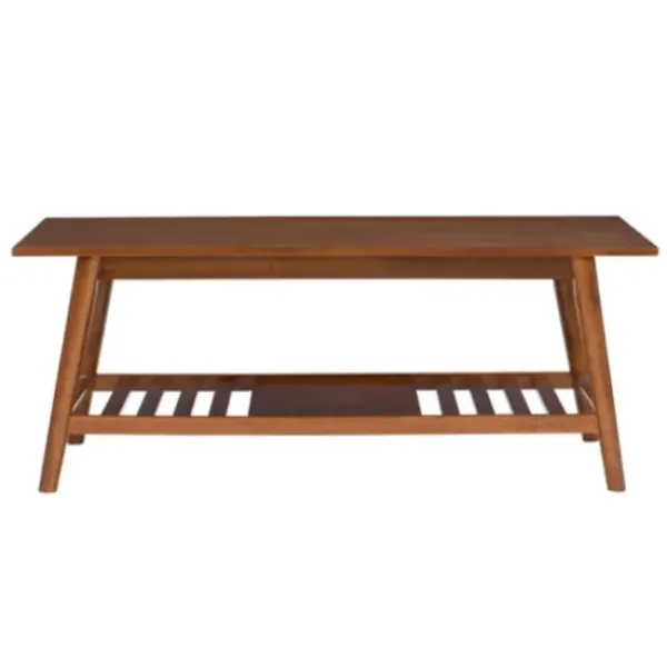 Coffee Tables-Kirkland's Home Wood Slatted Bottom Shelf Coffee Table Brown