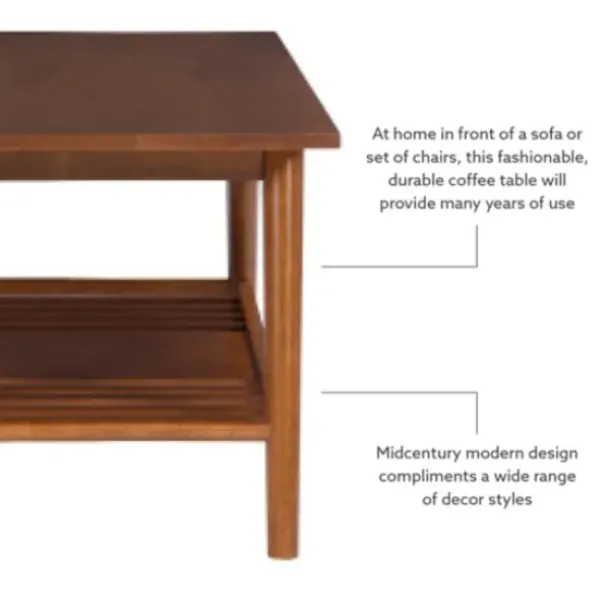 Coffee Tables-Kirkland's Home Wood Slatted Bottom Shelf Coffee Table Brown
