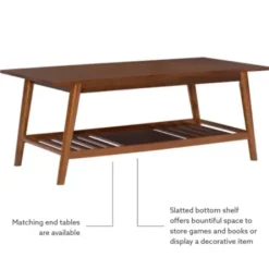 Coffee Tables-Kirkland's Home Wood Slatted Bottom Shelf Coffee Table Brown