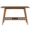 Console Tables-Kirkland's Home Wood Slatted Bottom Shelf Console Table Brown