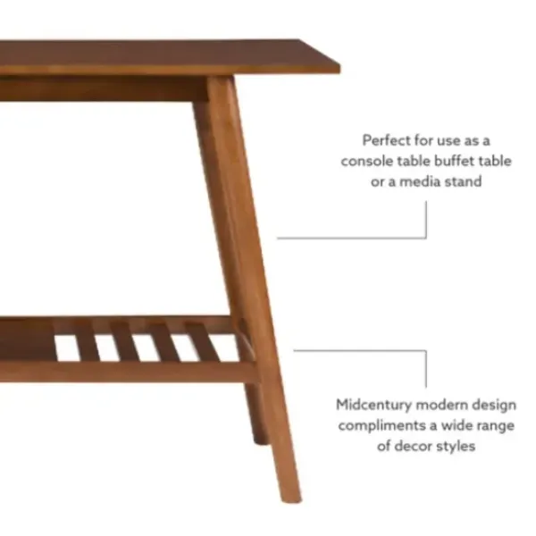 Console Tables-Kirkland's Home Wood Slatted Bottom Shelf Console Table Brown