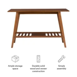 Console Tables-Kirkland's Home Wood Slatted Bottom Shelf Console Table Brown