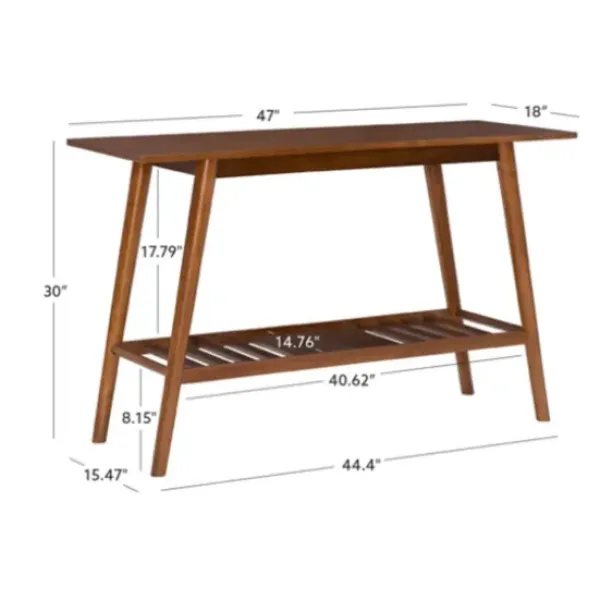 Console Tables-Kirkland's Home Wood Slatted Bottom Shelf Console Table Brown