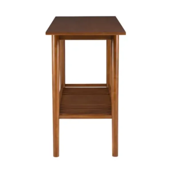 Console Tables-Kirkland's Home Wood Slatted Bottom Shelf Console Table Brown