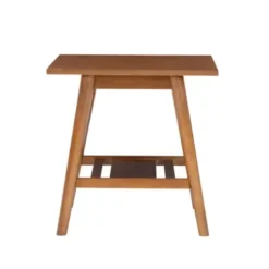 Accent & End Tables-Kirkland's Home Wood Slatted Bottom Shelf Side Table Brown