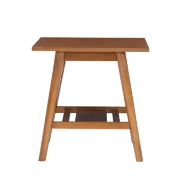 Accent & End Tables-Kirkland's Home Wood Slatted Bottom Shelf Side Table Brown