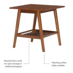 Accent & End Tables-Kirkland's Home Wood Slatted Bottom Shelf Side Table Brown